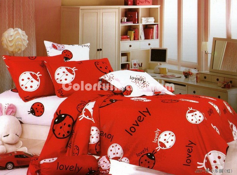 Lovely Ladybug Red Ladybug Bedding Set - Click Image to Close