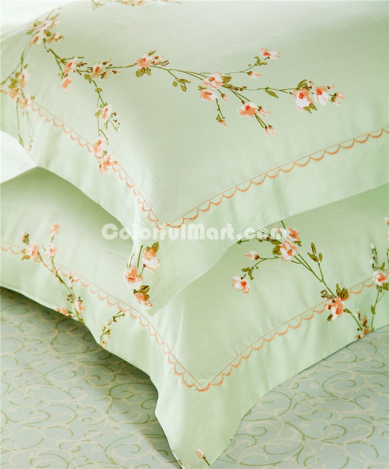 Quiet Good Green Bedding Set Luxury Bedding Girls Bedding Duvet Cover Pillow Sham Flat Sheet Gift Idea - Click Image to Close