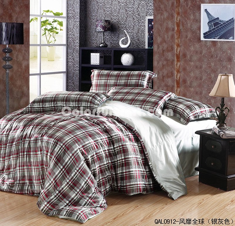 Popular In The World Silvery Grey Bedding Silk Bedding - Click Image to Close