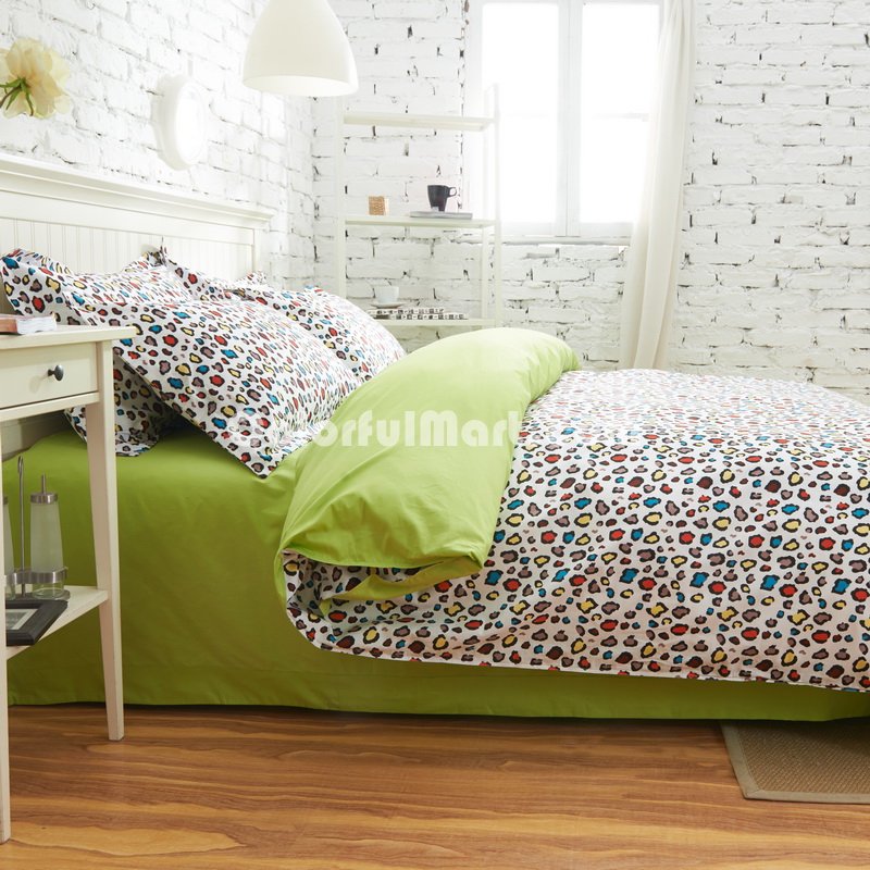 Leopard Print Green Bedding Kids Bedding Teen Bedding Dorm Bedding Gift Idea - Click Image to Close