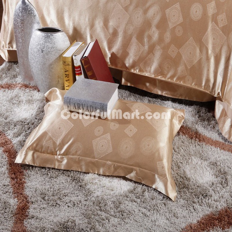 Glory Of Life Golden Jacquard Damask Luxury Bedding - Click Image to Close
