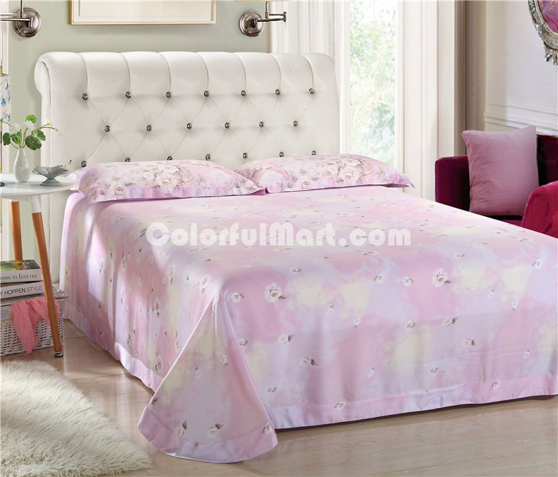 White Lover Pink Bedding Set Girls Bedding Floral Bedding Duvet Cover Pillow Sham Flat Sheet Gift Idea - Click Image to Close