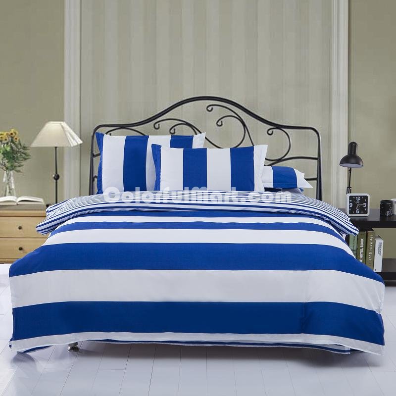 Stripes Blue Bedding Set Modern Bedding Cheap Bedding Discount Bedding Bed Sheet Pillow Sham Pillowcase Duvet Cover Set - Click Image to Close
