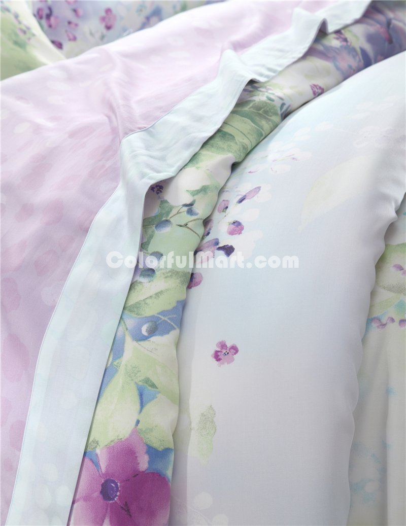 Delicate Fragrance Purple Bedding Set Girls Bedding Floral Bedding Duvet Cover Pillow Sham Flat Sheet Gift Idea - Click Image to Close