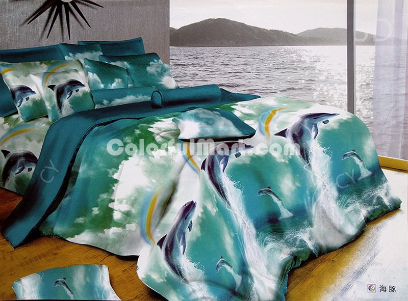 Playful Dolphins Duvet Cover Set 3D Bedding - Click Image to Close