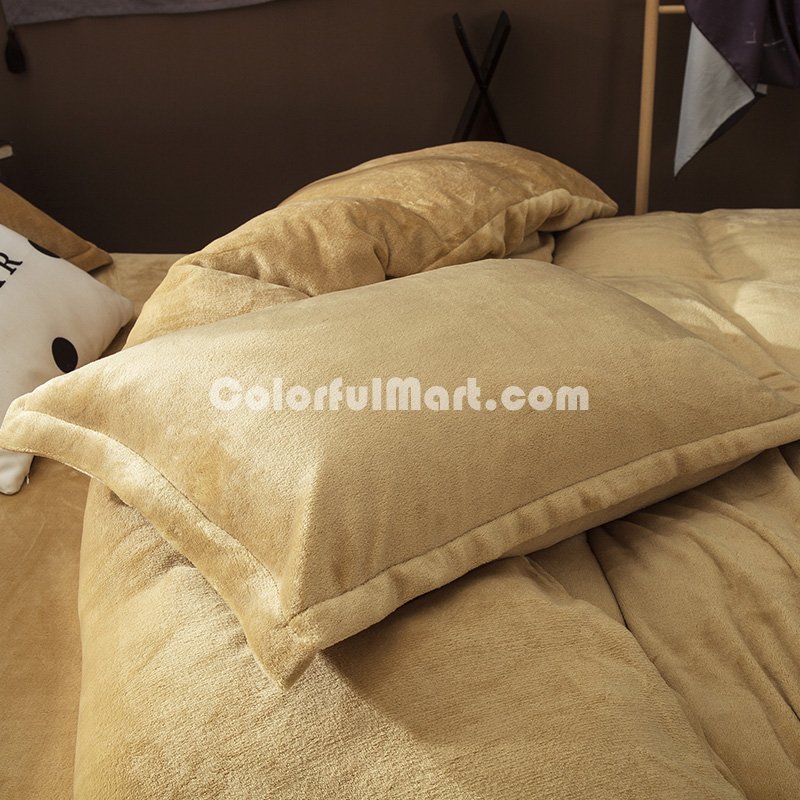 Light Tan Velvet Flannel Duvet Cover Set for Winter. Use It as Blanket or Throw in Spring and Autumn, as Quilt in Summer. - Click Image to Close