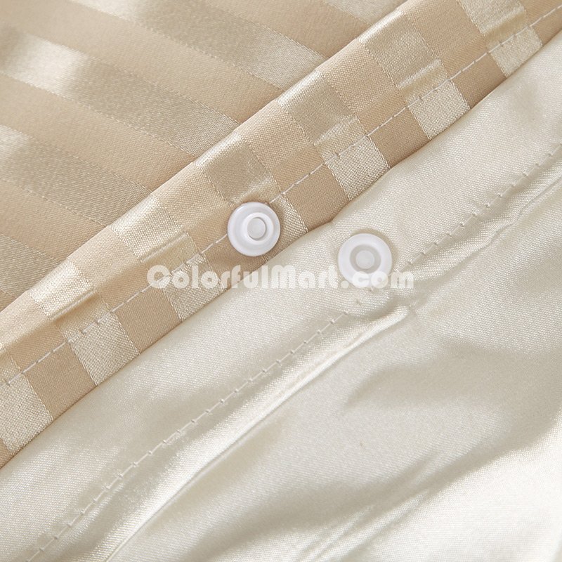 Beautiful Stripes Beige Silk Bedding Modern Bedding - Click Image to Close