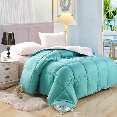 Sky Blue And White Duck Down Comforter