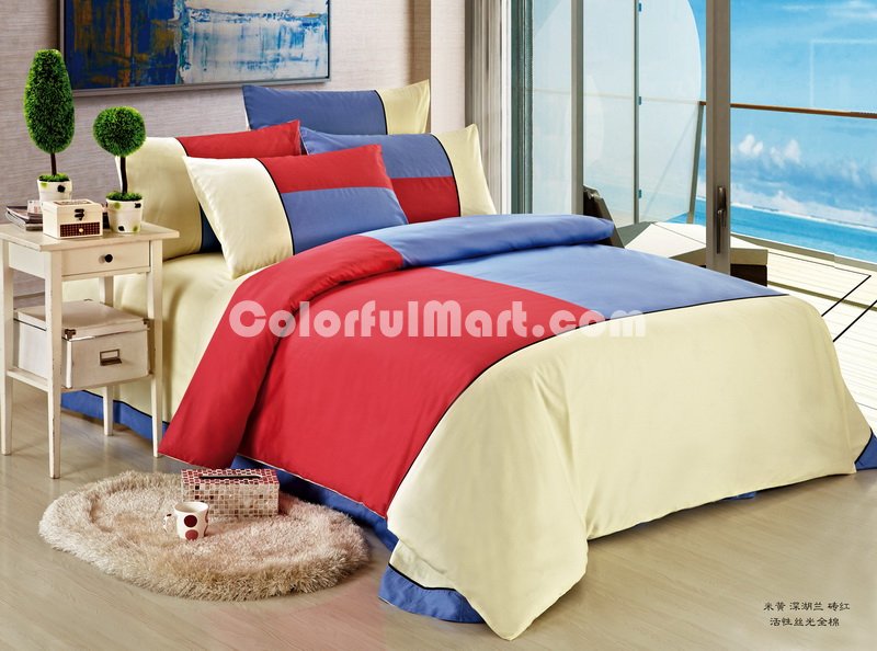 Beige Blue And Red Teen Bedding Kids Bedding - Click Image to Close
