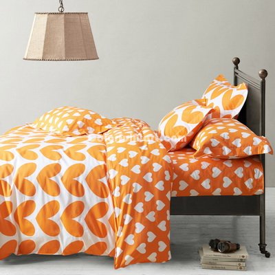 Heart Orange Bedding Kids Bedding Teen Bedding Dorm Bedding Gift Idea