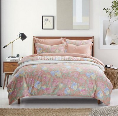 Blossom Orange Bedding Set Teen Bedding Dorm Bedding Bedding Collection Gift Idea