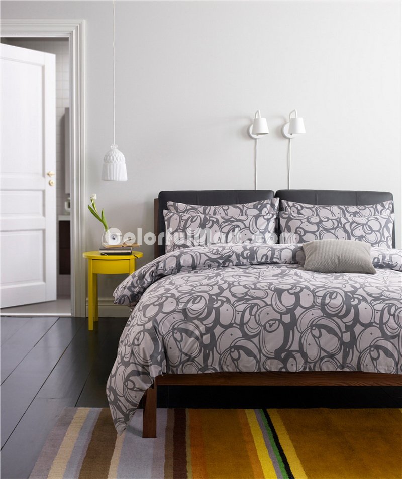 Sennige Gray Bedding Set Luxury Bedding Scandinavian Design Duvet Cover Pillow Sham Flat Sheet Gift Idea - Click Image to Close