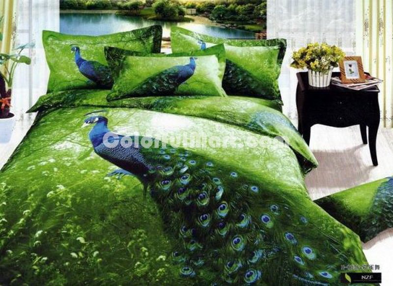 Peacock Green Bedding Animal Print Bedding 3d Bedding Animal Duvet Cover Set - Click Image to Close