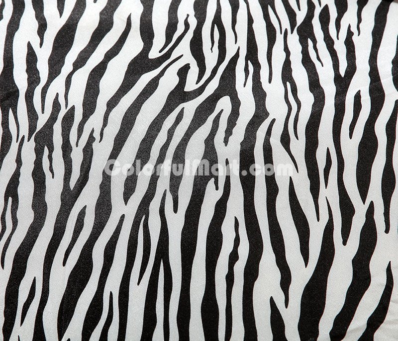Zebra Print White Silk Duvet Cover Set Silk Bedding - Click Image to Close