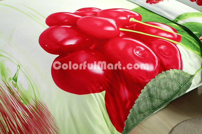 Cherry Green Bedding 3D Duvet Cover Set - Click Image to Close