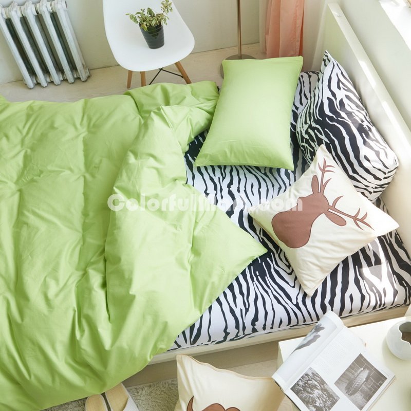 I Love Zebra Green Zebra Print Bedding Animal Print Bedding Duvet Cover Set - Click Image to Close