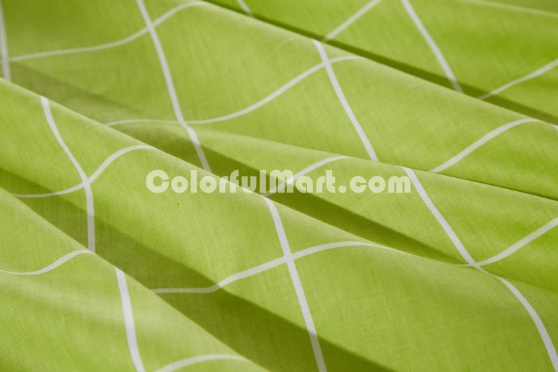 Modern Grids Green And Gray Teen Bedding Duvet Cover Set - Click Image to Close