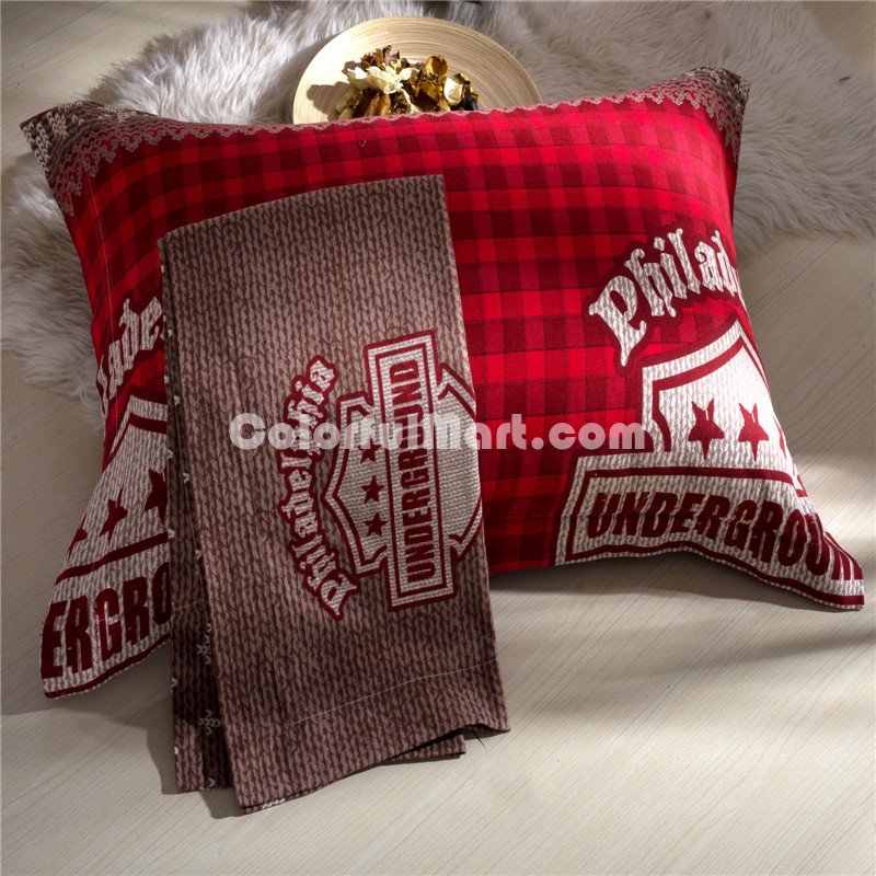 Philadelphia Red Bedding Modern Bedding Cotton Bedding Gift Idea - Click Image to Close