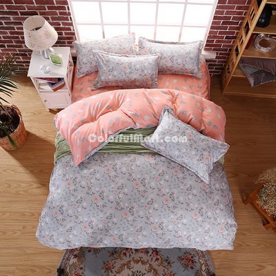 Wild Flowers Grey Bedding Set Duvet Cover Pillow Sham Flat Sheet Teen Kids Boys Girls Bedding