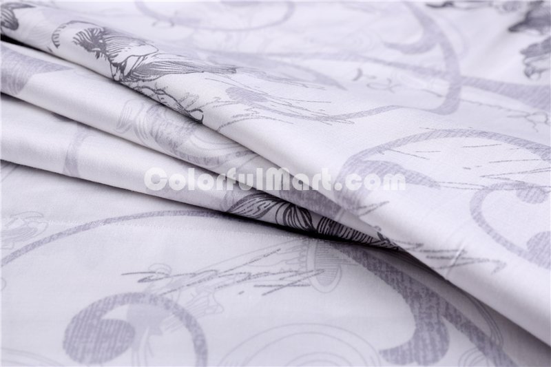 Blanche White Bedding Set Luxury Bedding Collection Satin Egyptian Cotton Duvet Cover Set - Click Image to Close
