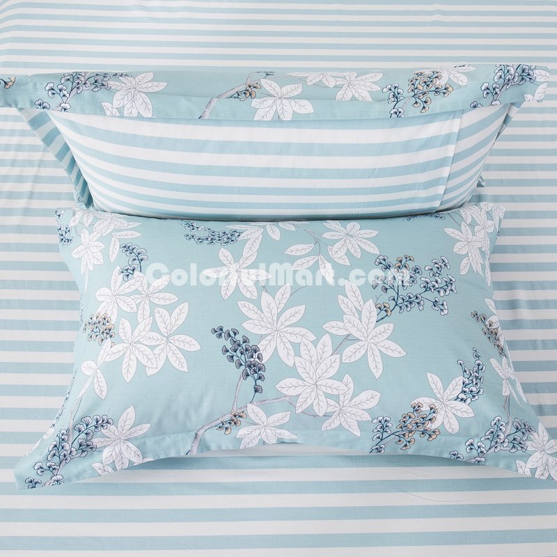Osmanthus Tree Blue 100% Cotton Luxury Bedding Set Kids Bedding Duvet Cover Pillowcases Fitted Sheet - Click Image to Close