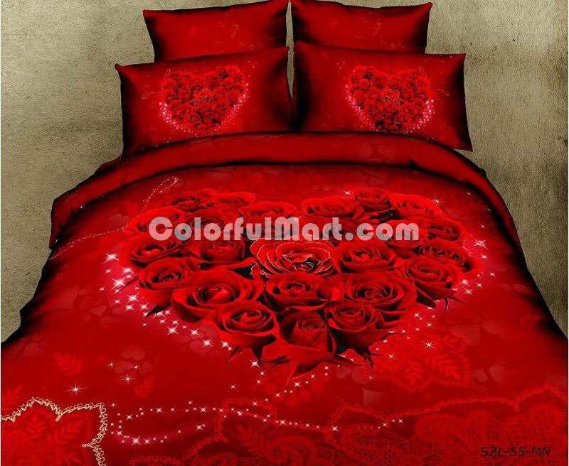 Rose Heart Red Bedding Rose Bedding Floral Bedding Flowers Bedding - Click Image to Close
