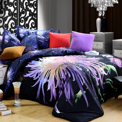Chrysanthemum The Butterfly Purple 3d Bedding Luxury Bedding