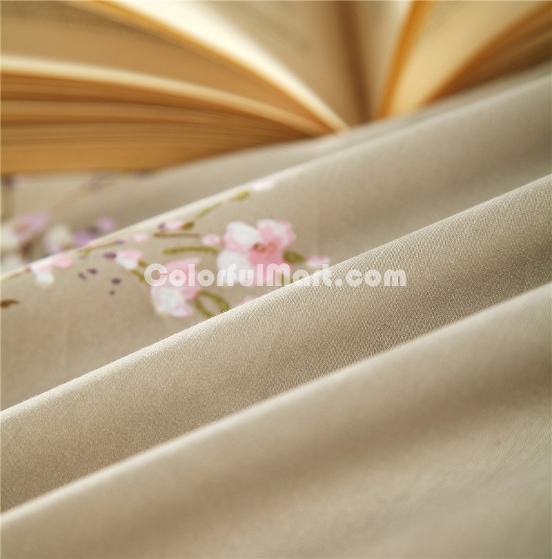 Quiet Good Tan Bedding Set Luxury Bedding Girls Bedding Duvet Cover Pillow Sham Flat Sheet Gift Idea - Click Image to Close