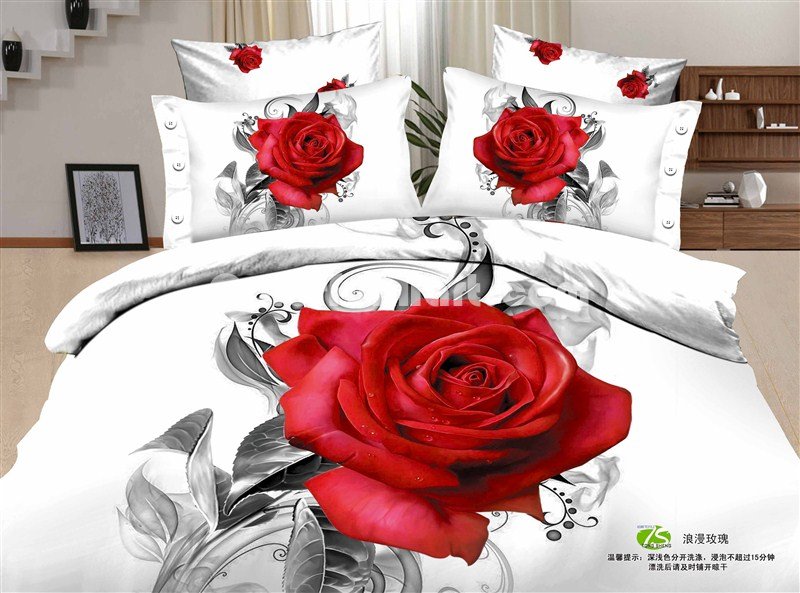 Romantic Rose Red Bedding Rose Bedding Floral Bedding Flowers Bedding - Click Image to Close