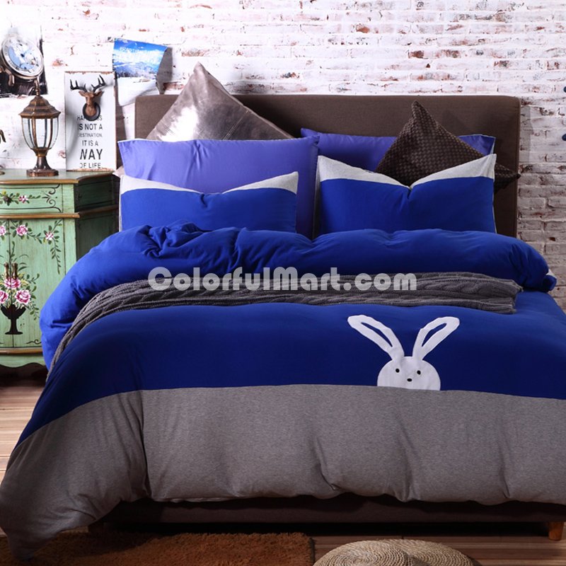 Rabbit Blue Knitted Cotton Bedding 2014 Modern Bedding - Click Image to Close