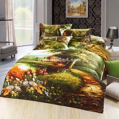 Wonderland Green Bedding Sets Duvet Cover Sets Teen Bedding Dorm Bedding 3D Bedding Landscape Bedding Gift Ideas