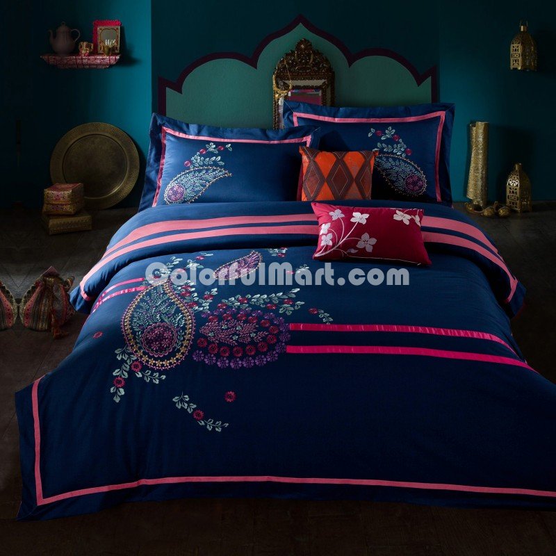 Western Style Navy Bedding Girls Bedding Teen Bedding Luxury Bedding - Click Image to Close
