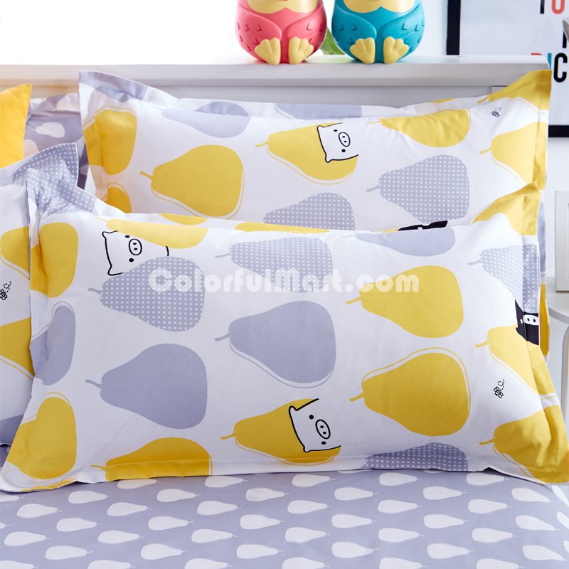 Pears Grey Bedding Set Duvet Cover Pillow Sham Flat Sheet Teen Kids Boys Girls Bedding - Click Image to Close