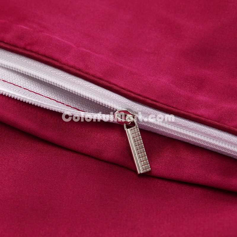 Wine Silk Bedding Set Duvet Cover Silk Pillowcase Silk Sheet Luxury Bedding - Click Image to Close
