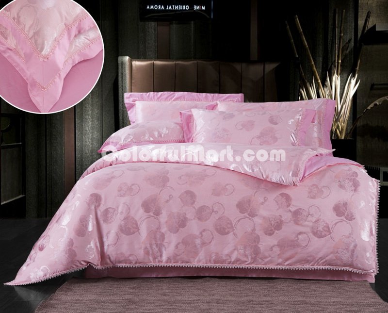 Leaves Pink Luxury Bedding Wedding Bedding - Click Image to Close