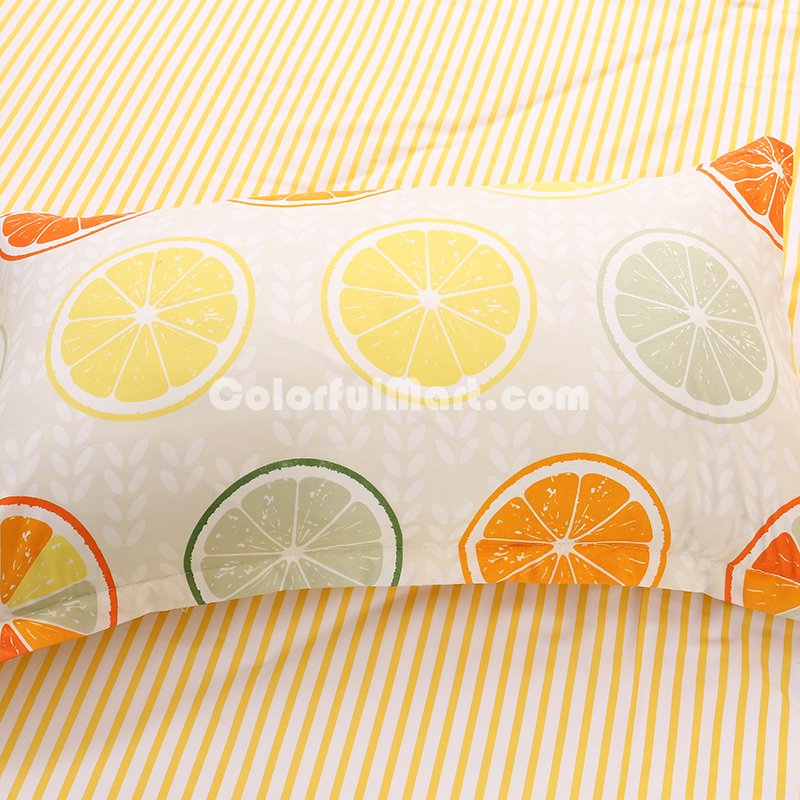 Lemons Yellow Bedding Set Duvet Cover Pillow Sham Flat Sheet Teen Kids Boys Girls Bedding - Click Image to Close