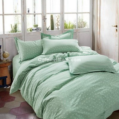 Shirley Green 100% Cotton Luxury Bedding Set Kids Bedding Duvet Cover Pillowcases Fitted Sheet