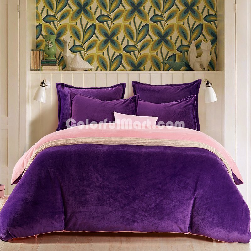 Purple And Pink Flannel Bedding Winter Bedding - Click Image to Close