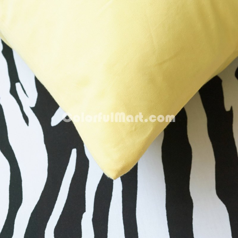 I Love Zebra Yellow Zebra Print Bedding Animal Print Bedding Duvet Cover Set - Click Image to Close