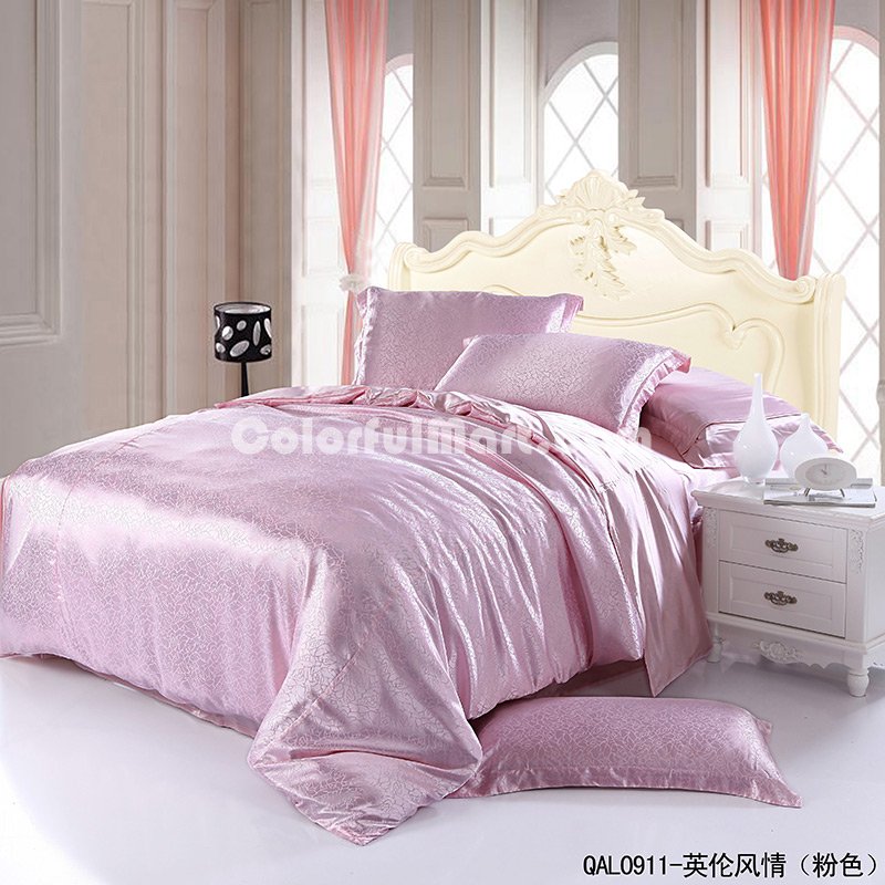 English Style Pink Duvet Cover Set Silk Bedding Luxury Bedding - Click Image to Close