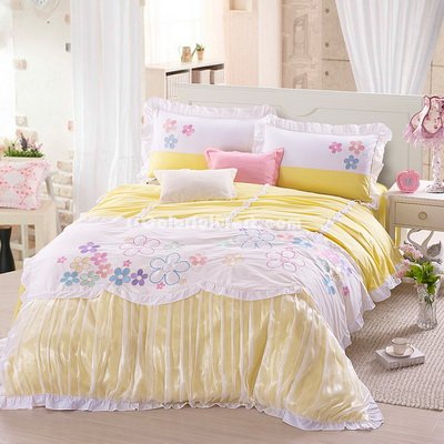 Colorful Flower Yellow Bedding Girls Bedding Princess Bedding Teen Bedding