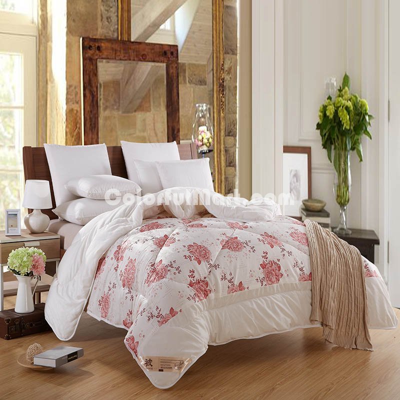 Blooming Flowers White Cashmere Comforter - Click Image to Close