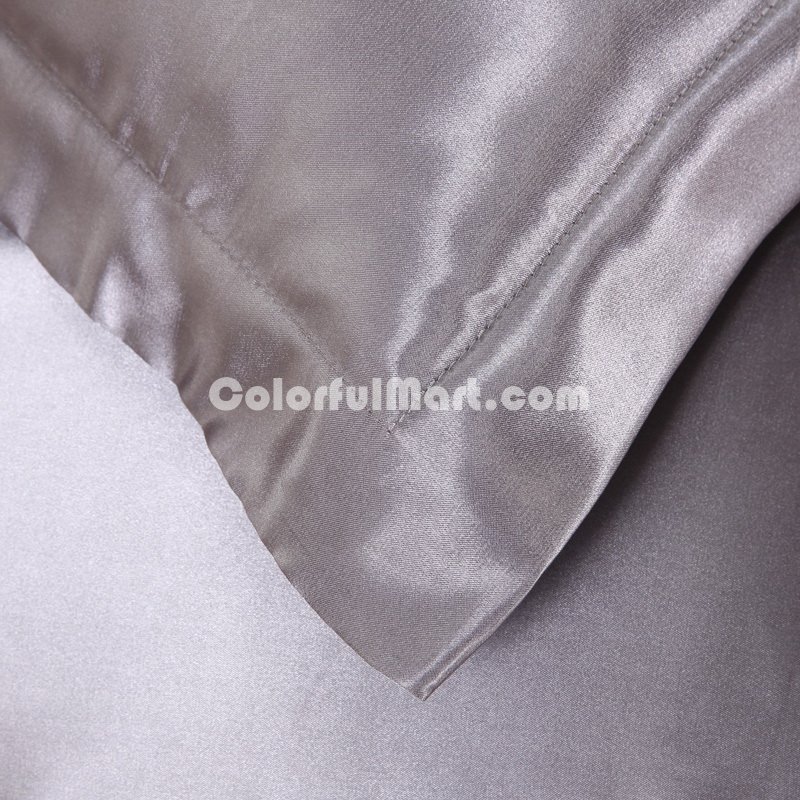 Silver Gray Silk Pillowcases 2 Pack Standard Size, Grey Satin Silk Pillow Cases for Hair and Skin Beauty, Include 2 Standard Pillowcases. Mulberry Silk = Good Dreams. - Click Image to Close
