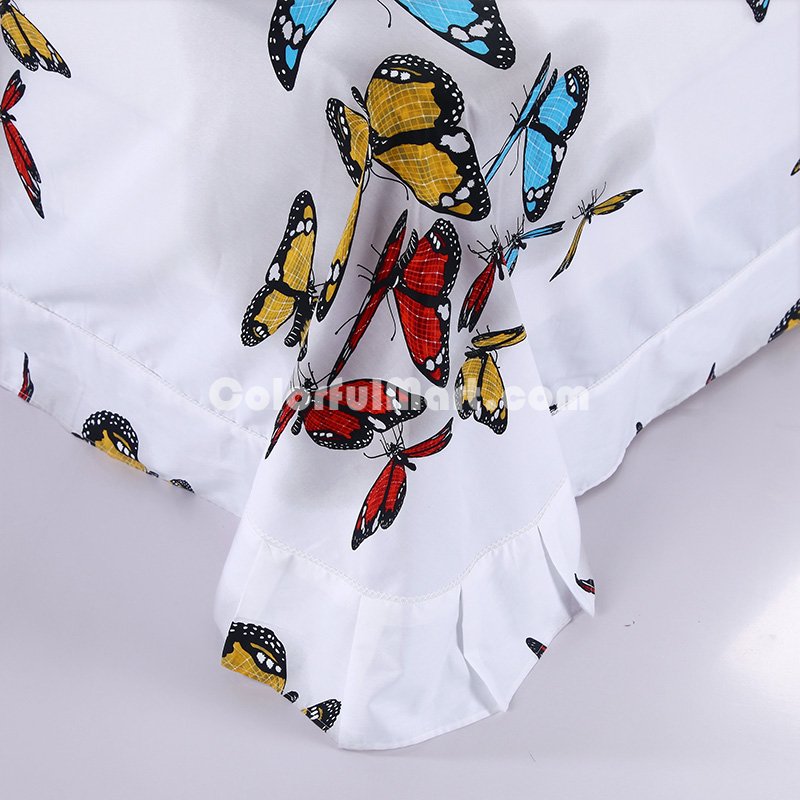 Gift Ideas Butterflies White Bedding Sets Teen Bedding Dorm Bedding Duvet Cover Sets 3D Bedding Animal Print Bedding - Click Image to Close
