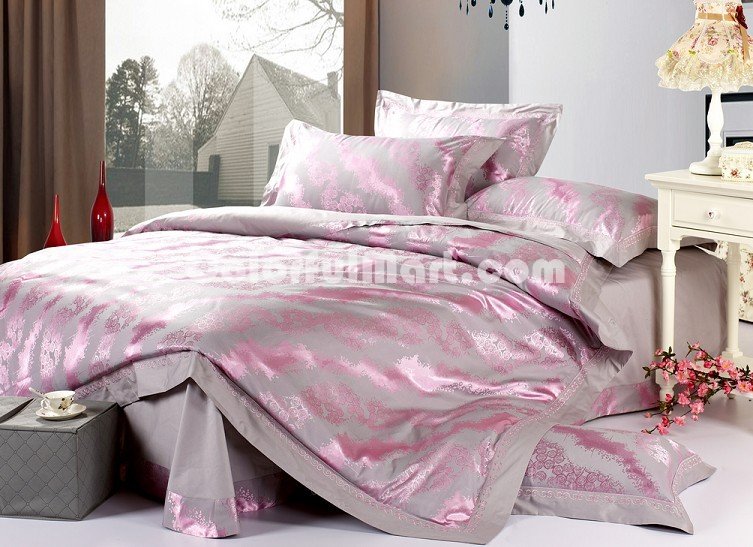 Overwhelming Love Silvery Grey 4 PCs Luxury Bedding Sets - Click Image to Close
