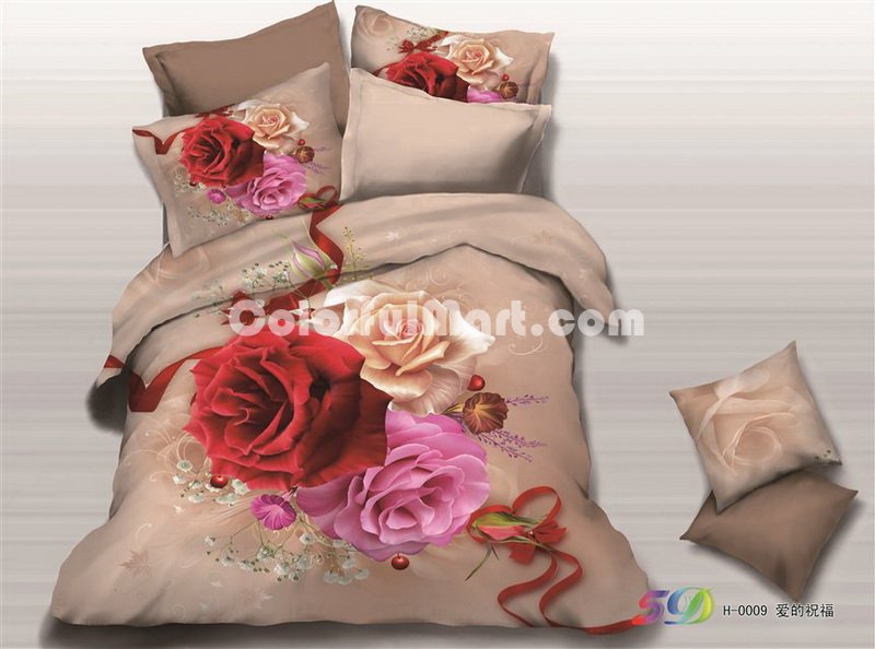 Blessing Of Love Red Bedding Rose Bedding Floral Bedding Flowers Bedding - Click Image to Close