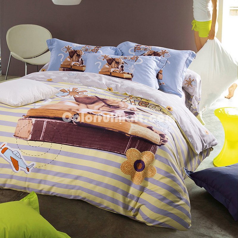Serious Dog Yellow Bedding Set Modern Bedding Collection Floral Bedding Stripe And Plaid Bedding Christmas Gift Idea - Click Image to Close