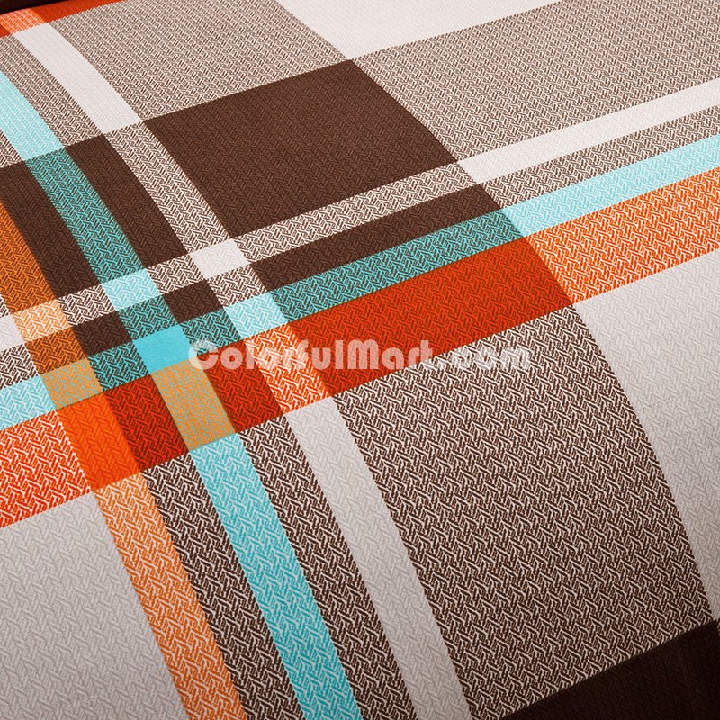 Sunny Day Orange Tartan Bedding Stripes And Plaids Bedding Teen Bedding - Click Image to Close