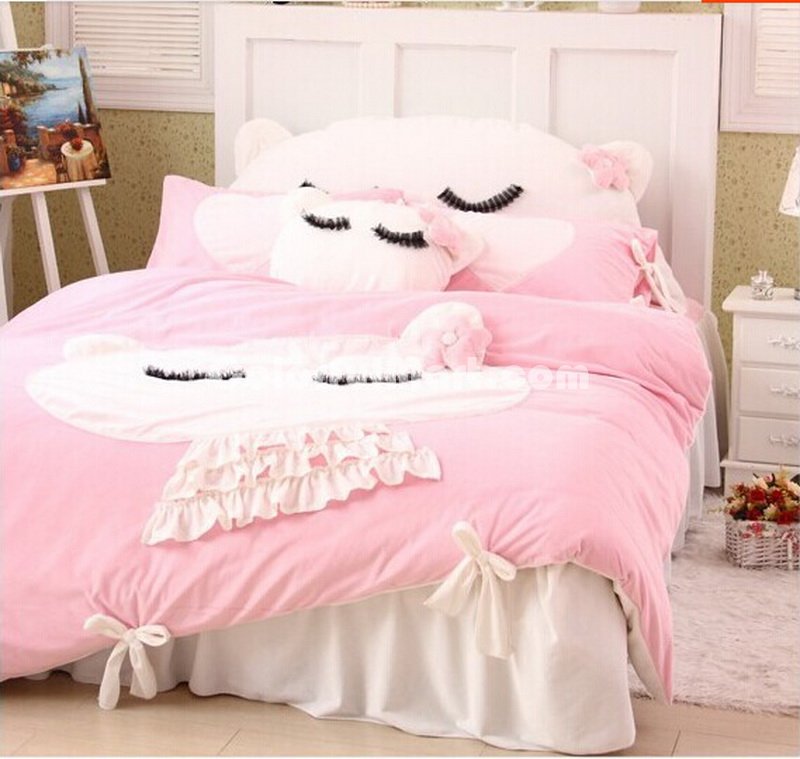 Cute Kitty Pink Princess Bedding Girls Bedding Women Bedding - Click Image to Close