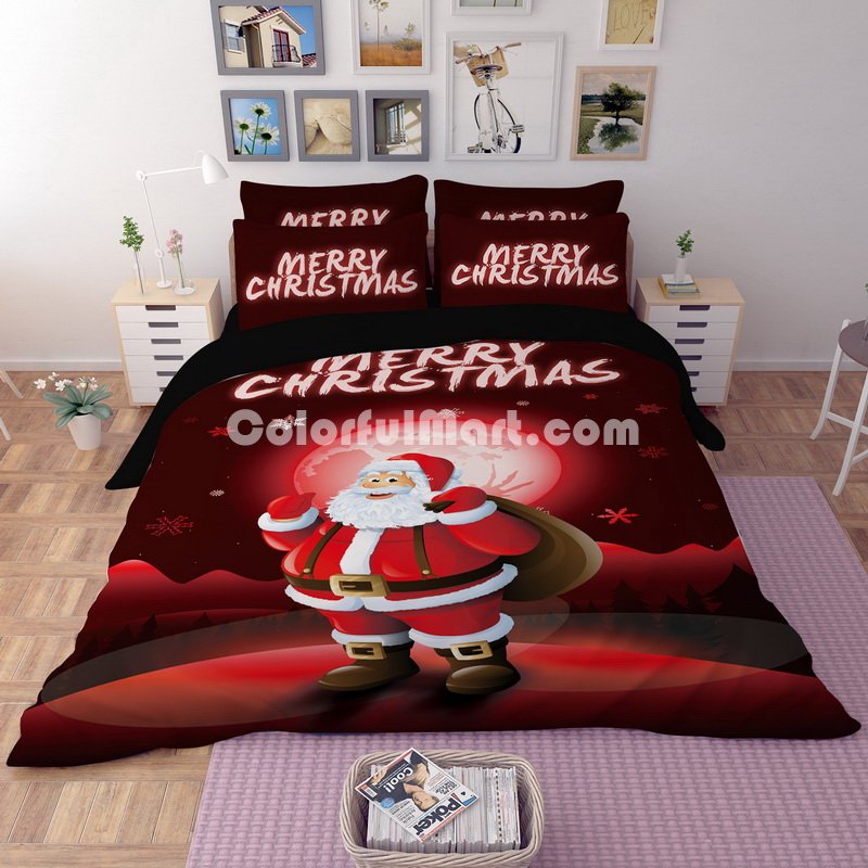 Christmas Santa Claus Red Bedding Duvet Cover Set Duvet Cover Pillow Sham Kids Bedding Gift Idea - Click Image to Close